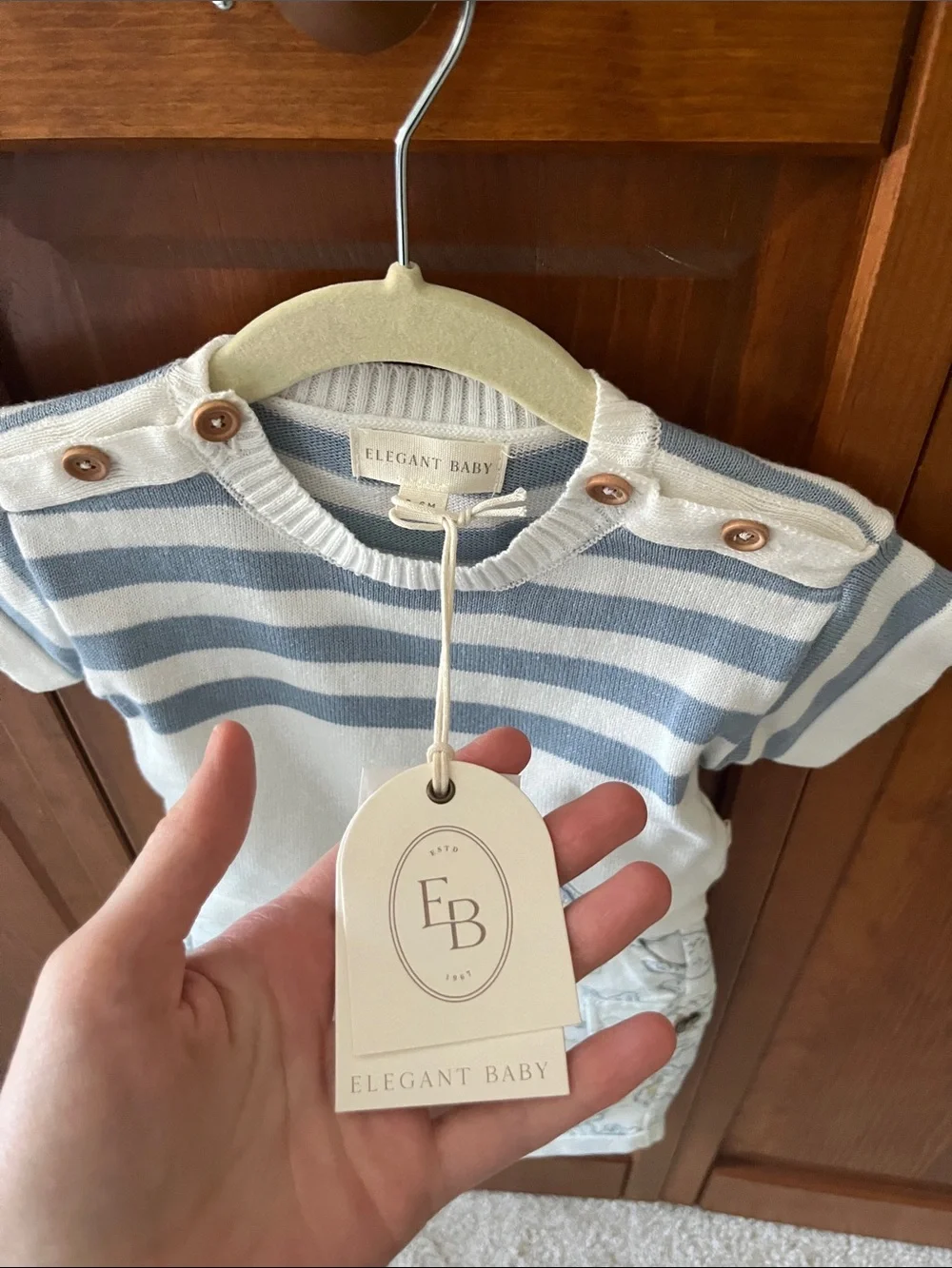 Elegant Baby Blue Stripe Nautical Kids Matching Set Knit Adventure Cargo Sz. 3-6